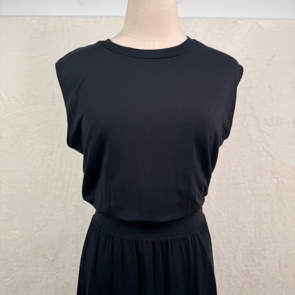 Athleta Womens Santorini Cinch Dress Black Midi Athleisure Casual Sporty Size SP - Picture 5 of 9
